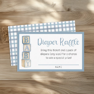 Stofbloem Blauwe Luier Raffle Kaart   Baby Shower 