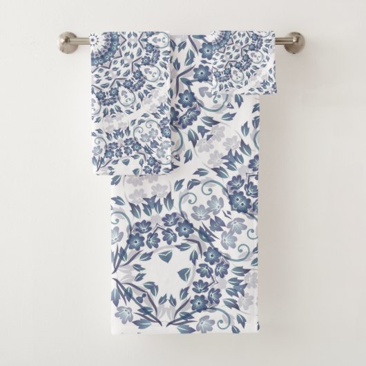 Stofbloem Blauwe Mandala  Bad Handdoek (Insitu)