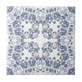 Stofbloem Blauwe Mandala Tegeltje