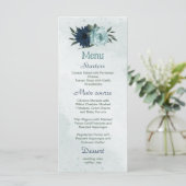 Stofbloem blauwe &marine bloemen botanische bruilo menu (Staand voorkant)