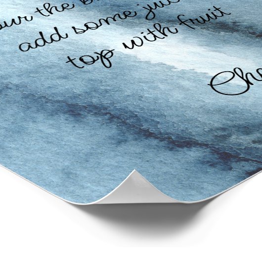 Stofbloem blauwe marine waterverf Mimosa bar    Poster (Hoek)