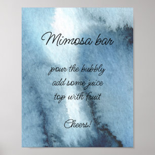 Stofbloem blauwe marine waterverf Mimosa bar    Poster
