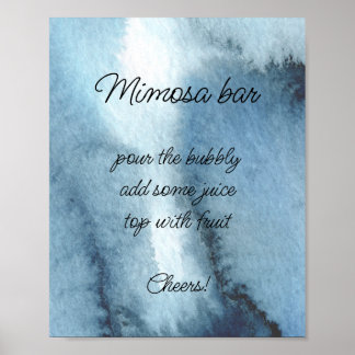 Stofbloem blauwe marine waterverf Mimosa bar    Poster