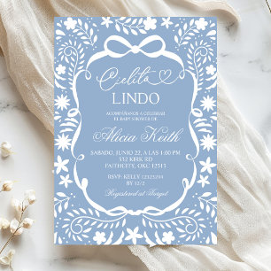 Stofbloem Blauwe Mexicaanse Baby Shower Cielito Li Kaart