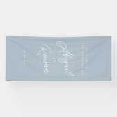 Stofbloem Blauwe Minimalistische Moderne Script Br Spandoek (Horizontaal)