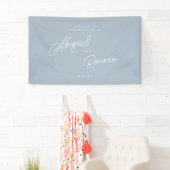 Stofbloem Blauwe Minimalistische Moderne Script Br Spandoek (Insitu)