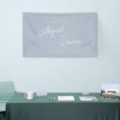 Stofbloem Blauwe Minimalistische Moderne Script Br Spandoek (Beurs)