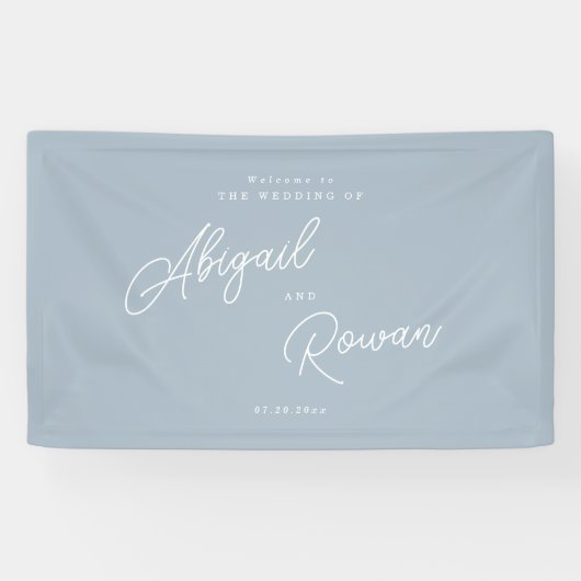 Stofbloem Blauwe Minimalistische Moderne Script Br Spandoek (Horizontaal)