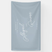 Stofbloem Blauwe Minimalistische Moderne Script Br Spandoek (Verticaal)