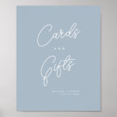 Stofbloem Blauwe Minimalistische Script Kaarten en Poster (Voorkant)