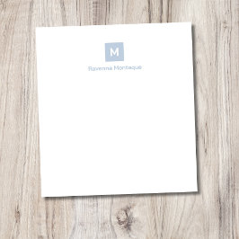 Stofbloem Blauwe Moderne Chic Trendy Monogram Naam Notitieblok