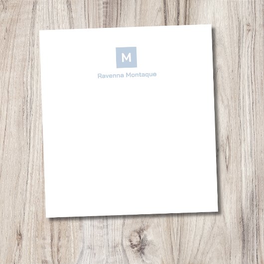 Stofbloem Blauwe Moderne Chic Trendy Monogram Naam Notitieblok