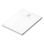 Stofbloem Blauwe Moderne Chic Trendy Monogram Naam Notitieblok (Linkerzijde)