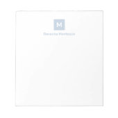 Stofbloem Blauwe Moderne Chic Trendy Monogram Naam Notitieblok (Voorkant)