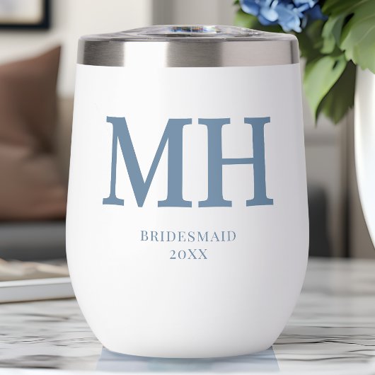 Stofbloem Blauwe Moderne Monogramme Bruidsmeisje
