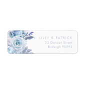 Stofbloem Blauwe Moderne Trouw Retouradres Etiket (Voorkant)