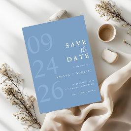 Stofbloem Blauwe Moderne Typografie Minimalistisch Save The Date