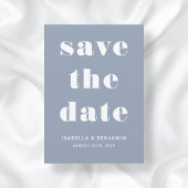 Stofbloem Blauwe Moderne Typografie Trouwen Save The Date
