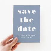 Stofbloem Blauwe Moderne Typografie Trouwen Save The Date