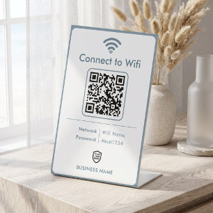 Stofbloem Blauwe Moderne Zakelijke Wifi Wachtwoord Reclamebord Met Voetstuk
