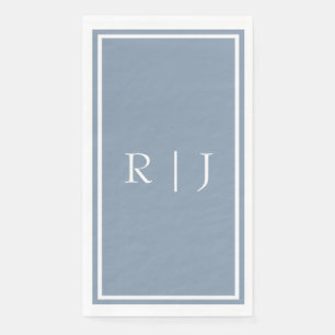 Stofbloem Blauwe Monogram Aangepaste Naam Elegante Servet