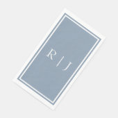 Stofbloem Blauwe Monogram Aangepaste Naam Elegante Servet (Hoek)