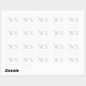 Stofbloem Blauwe Monogram Beginletters Envelope Ze Ronde Sticker (Vel)