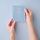 Stofbloem blauwe monogram begrotingshuwelijk Save Flyer (Hand)