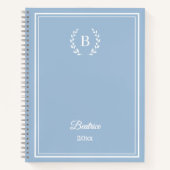 Stofbloem blauwe Monogram Personalized Quiet Luxe Notitieboek (Voorkant)