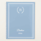 Stofbloem blauwe Monogram Personalized Quiet Luxe Planner (Voorkant)