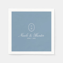 Stofbloem Blauwe Monogram Trouw Crest Servet