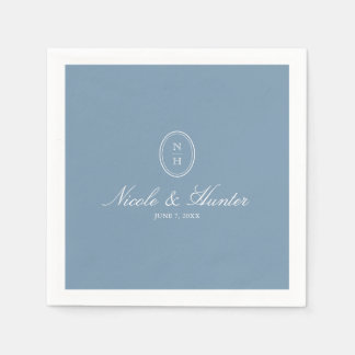 Stofbloem Blauwe Monogram Trouw Crest Servet
