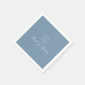 Stofbloem Blauwe Monogram Trouw Crest Servet (Hoek)