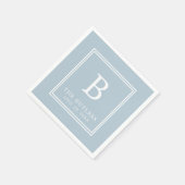 Stofbloem Blauwe Monogram Trouw Papieren Servetten (Hoek)