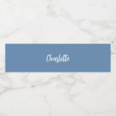 Stofbloem blauwe naamlettertype waterfles etiket (Enkel label)
