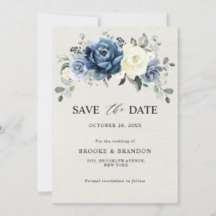 Stofbloem Blauwe Navy Champagne Ivoor Bloemige Tro Save The Date