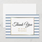 Stofbloem Blauwe Nep Goud Folie Trouw Dank Je Bedankkaart (Voorkant / Achterkant)