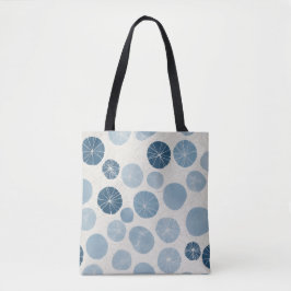 Stofbloem Blauwe Organische Stippenprint Tote Bag