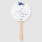 Stofbloem Blauwe Paarse Bloemige Huwelijksprogramm Handwaaier (Achterkant)