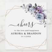 Stofbloem Blauwe Paarse Marine Lila Bloesems Trouw Wijn Etiket (Enkel label)