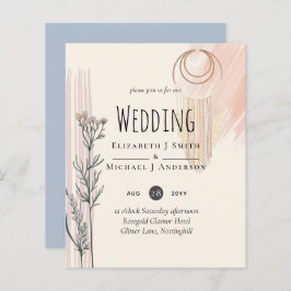 Stofbloem Blauwe Perzik BOHO Trouw Uitnodiging