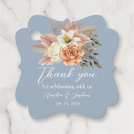 Stofbloem Blauwe Perzik Trouw Dank Je Bedankjes Labels