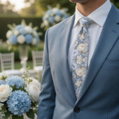 Stofbloem Blauwe Pioen Bloemige Bruiloft Stropdas