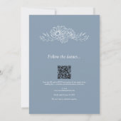 Stofbloem Blauwe QR Code Botanische All-in-One Tro Kaart (Achterkant)