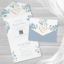 Stofbloem Blauwe QR Code Lichtblauw Bruiloft