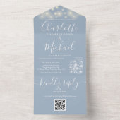 Stofbloem Blauwe QR Code Metselwerk Potten Slinger All In One Uitnodiging (Binnen)