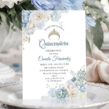 Stofbloem Blauwe Quinceañera Diadeem Waterverfroze