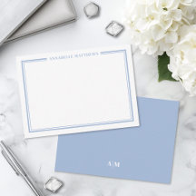 Stofbloem Blauwe Rand Minimalistische Naam Monogra