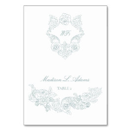 Stofbloem Blauwe Regency Vouwbare Naambord Kaart