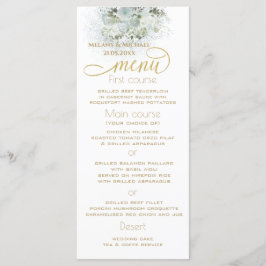 Stofbloem blauwe romantische bloem gouden kalligra menu